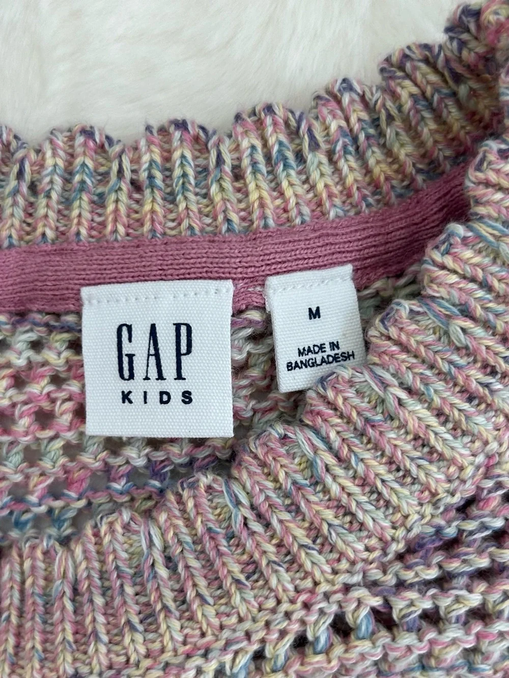 💗 GAP Multicolor Heathered Boxy Crewneck 100% Cotton Sweater — Pink, Gray, Cream